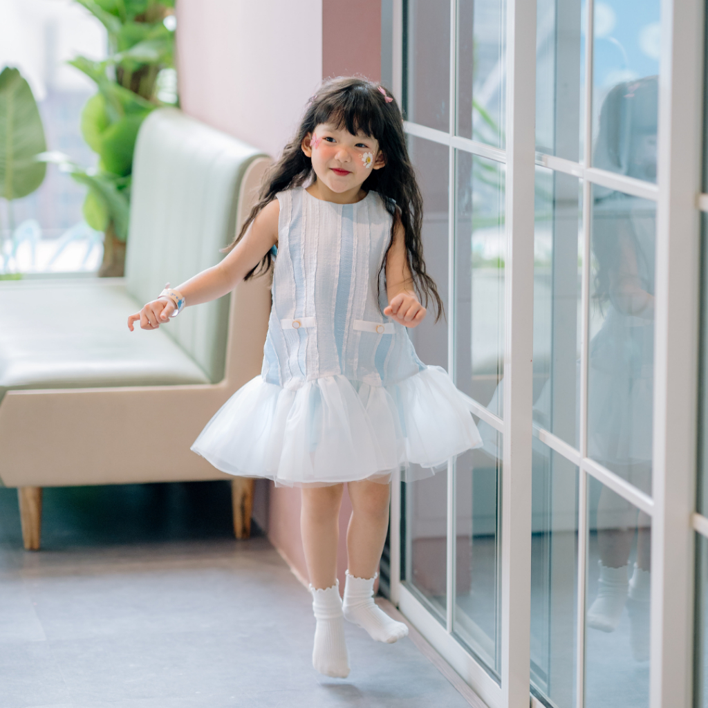 Váy xinh cho bé gái Sora.bébé Ocean Dress chất thun dáng suông phong cách Hàn Quốc nhẹ nhàng