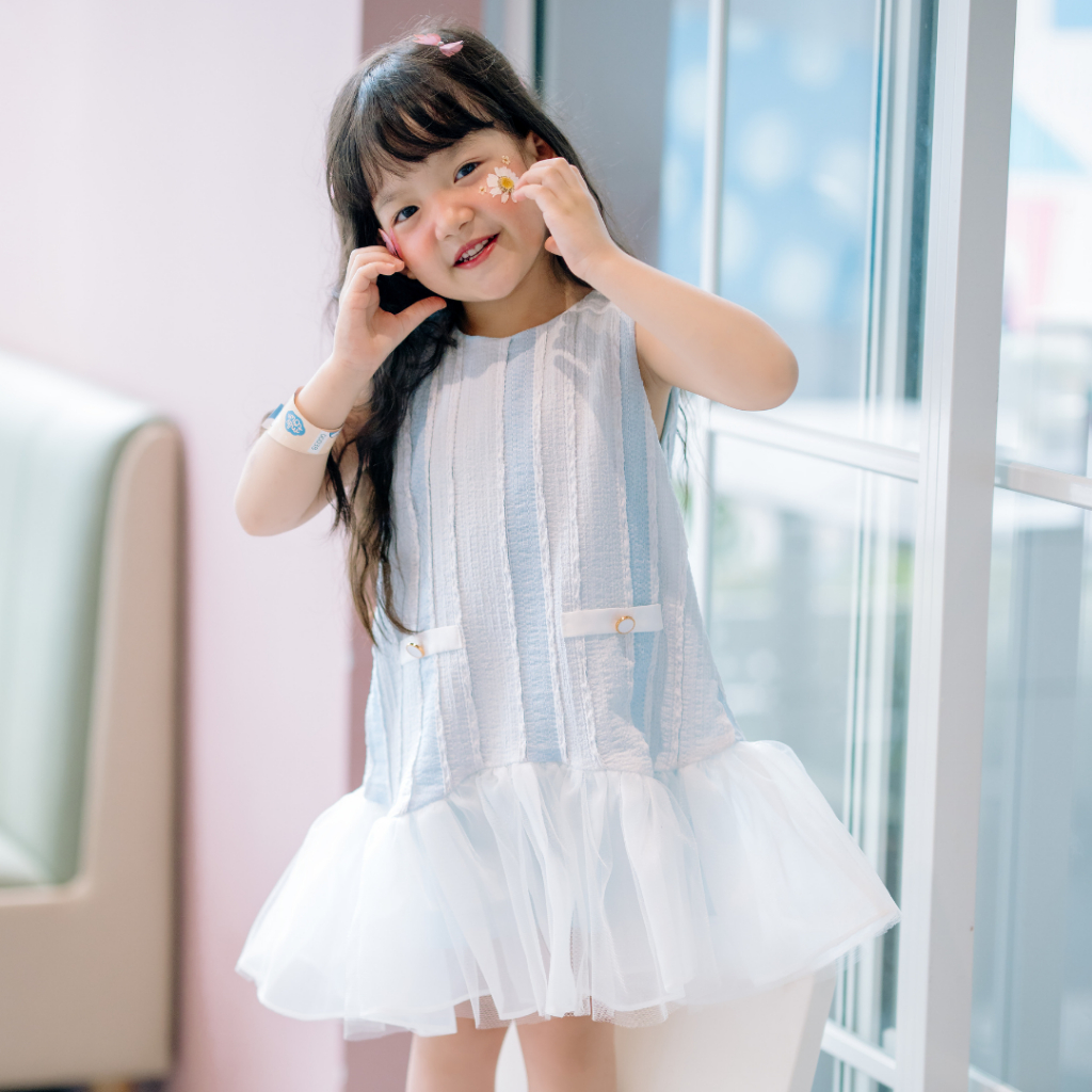 Váy xinh cho bé gái Sora.bébé Ocean Dress chất thun dáng suông phong cách Hàn Quốc nhẹ nhàng