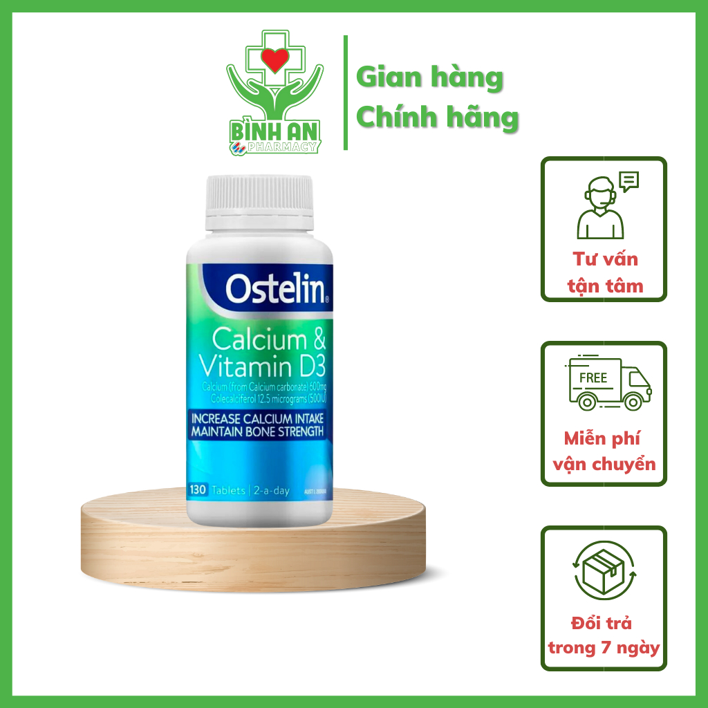 Ostelin Calcium và Vitamin D3, viên uống bổ sung Canxi và Vitamin D cho bà bầu - 130 viên