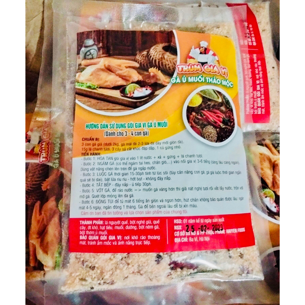 Gia vị gà ủ muối hoa tiêu chuẩn vị dùng cho 2-3 con gà- gói 300g