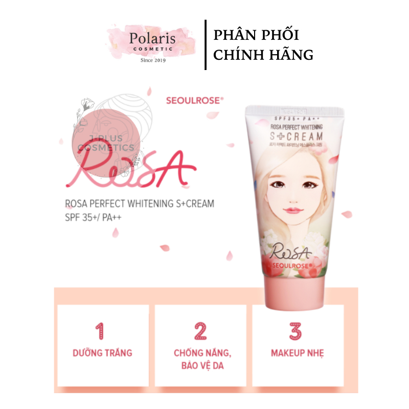Kem Dưỡng Sáng Da Ban Ngày Chống Nắng SeoulRose SPF35 PA++ Rosa Perfect Whitening S+ Cream 50g