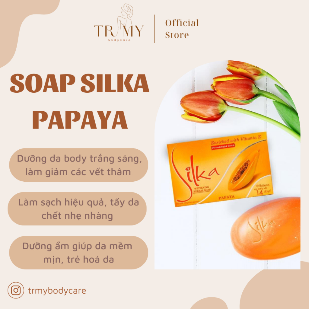 Xà Phòng Đu Đủ Dưỡng Trắng Da Soap SILKA