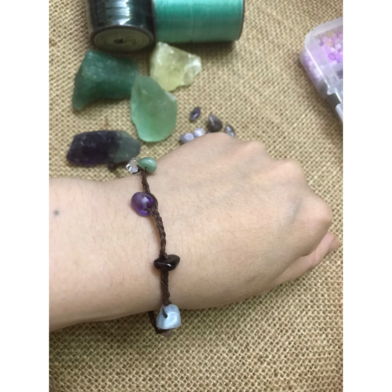 Vòng tay dây sáp tết chống nước mix đá cùng cườm cực xinh