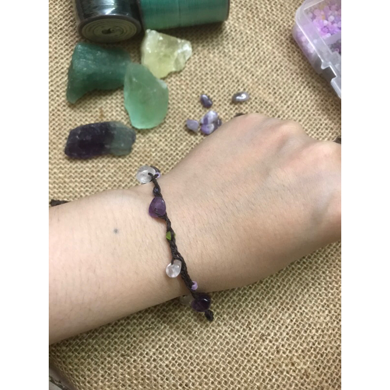 Vòng tay dây sáp tết chống nước mix đá cùng cườm cực xinh