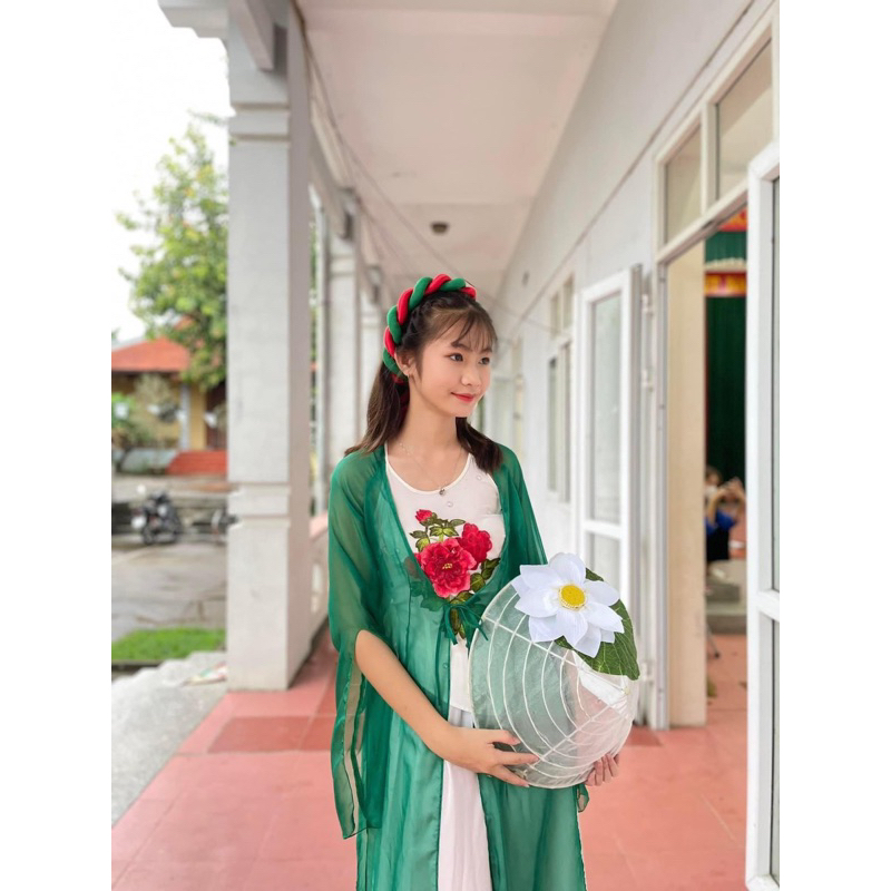 Áo khoác tơ tứ thân tay xẻ