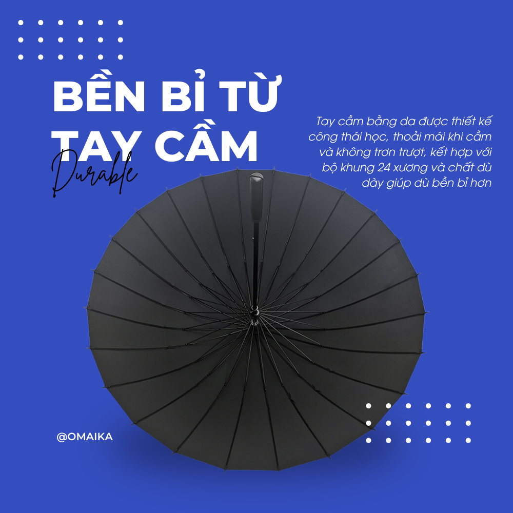 Ô Dù Golf Cán Dài Omaika Cổ Điển Che Nắng Che Mưa Chống Tia UV 24 Nan Cỡ Lớn Dù Chụp Hình Studio