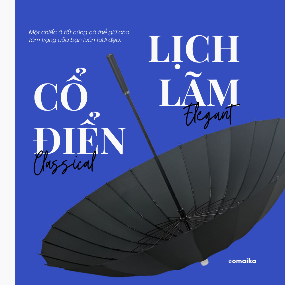 Ô Dù Golf Cán Dài Omaika Cổ Điển Che Nắng Che Mưa Chống Tia UV 24 Nan Cỡ Lớn Dù Chụp Hình Studio
