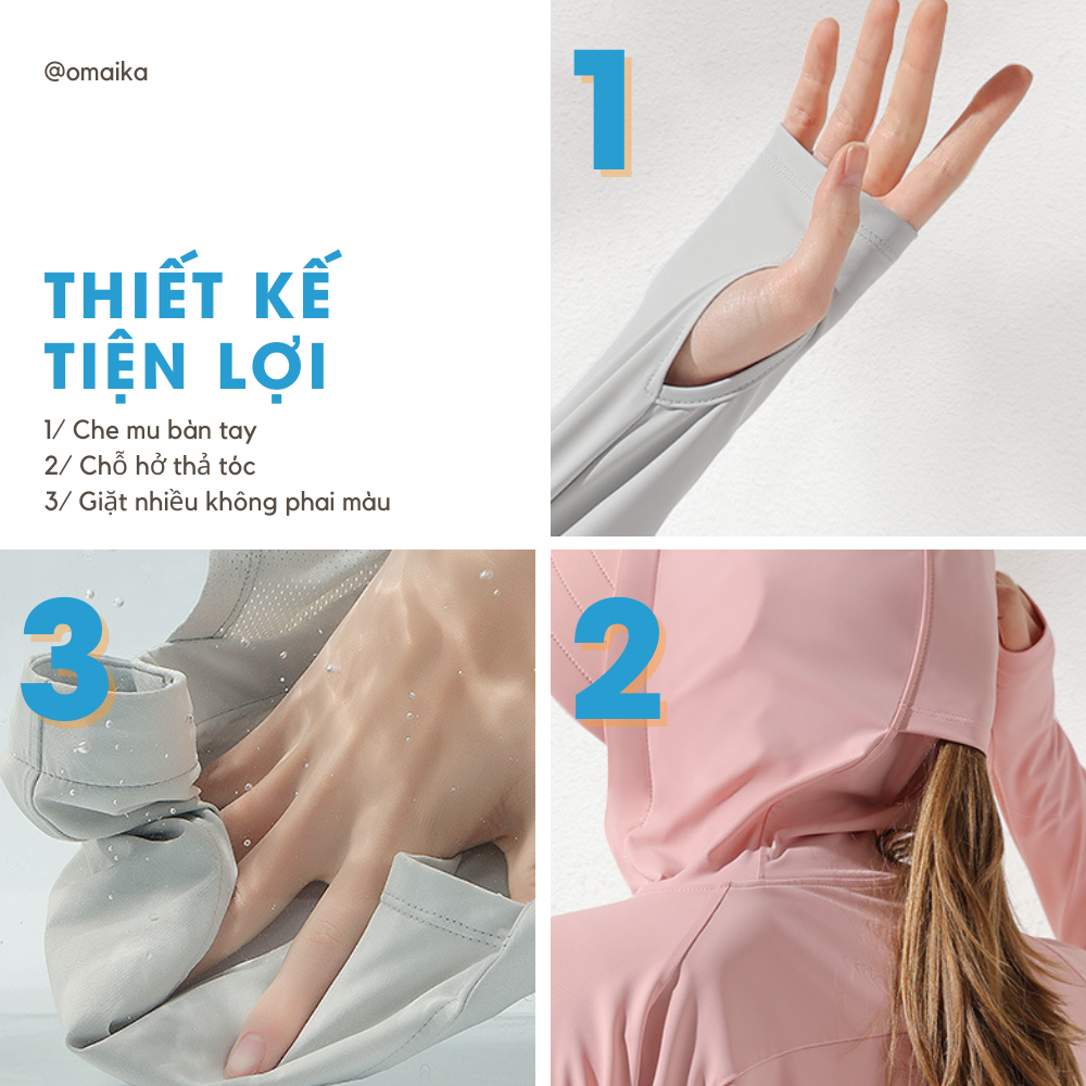 Bộ Áo Chống Nắng Băng Lụa Hàn Quốc Thoáng Khí Chống Tia UV Omaika | BigBuy360 - bigbuy360.vn
