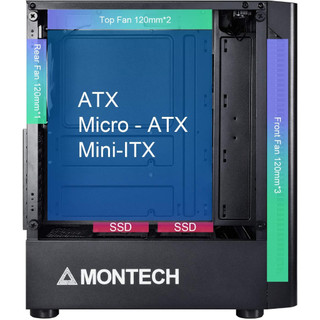 Vỏ Case MONTECH X1 MESH BLACK (SẴN 4 FAN LED)