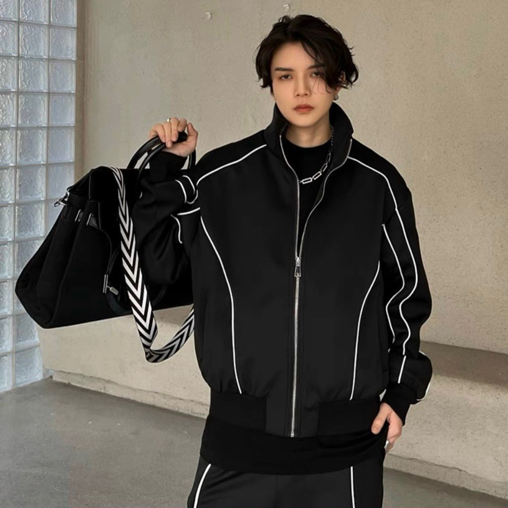 Áo khoác dù bomber kẻ sọc unisex