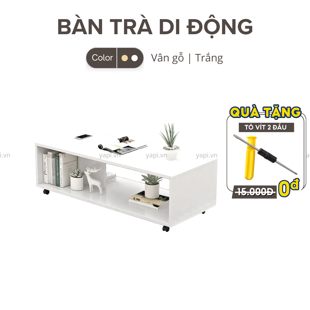 Bàn Trà Sofa Phòng Khách 2 Tầng Có Bánh Xe YAPI GHC-4606