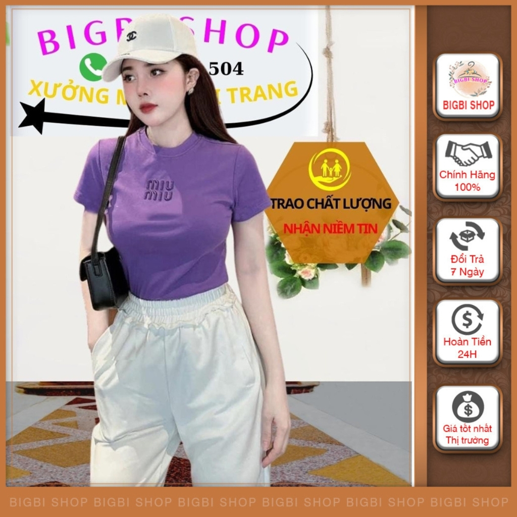 Set quần áo Miu Miu, áo thun chất Zip cotton, quần chất nỉ da cá, Form rộng trẻ trung, sang trọng, vải mềm mịn, thoáng
