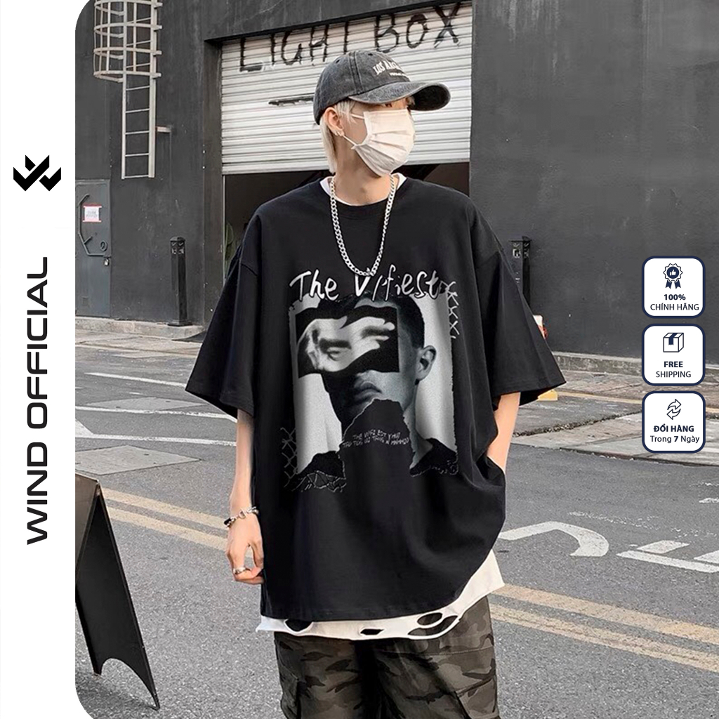 Áo thun tay lỡ WIND unisex form rộng PORT 65% cotton thời trang nam nữ oversize ulzzang