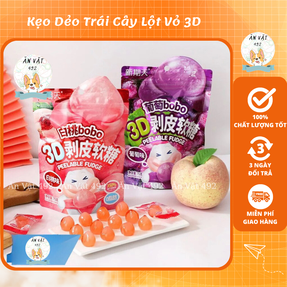 Kẹo Dẻo Trái Cây Lột Vỏ 3D BOBO Ít Đường - Ăn Vặt 492
