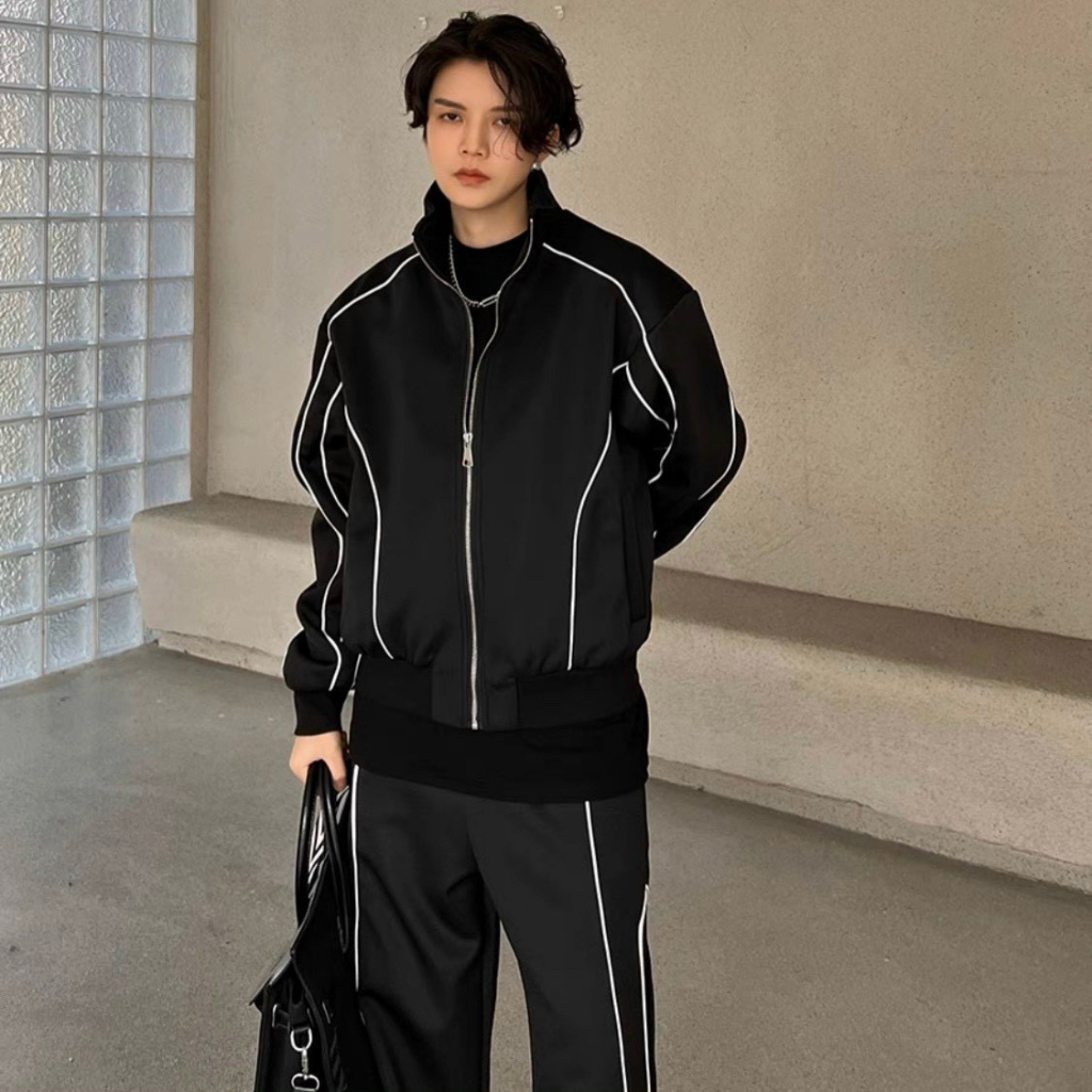 Áo khoác dù bomber kẻ sọc unisex