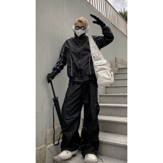 Áo khoác dù bomber kẻ sọc unisex