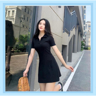 Váy Polo dáng suông - Đầm công sở cổ bẻ ngắn tay chất cotton co dãn 4 chiều