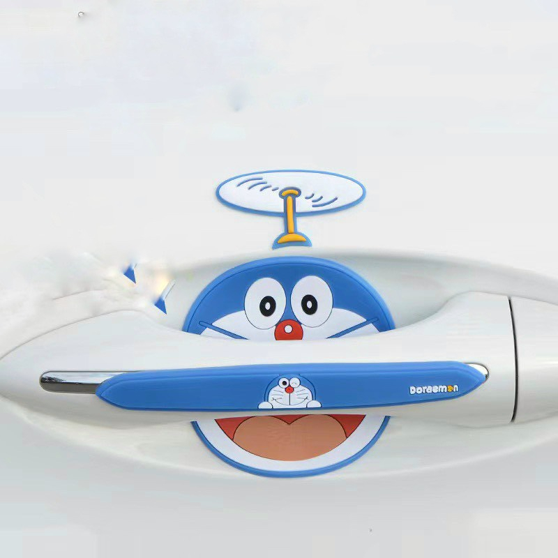 Bộ dán hõm xe hơi  cute, dễ thương hình Vịt Sally, Doremon, Pikachu,... dán hõm xe, tay nắm chống xước