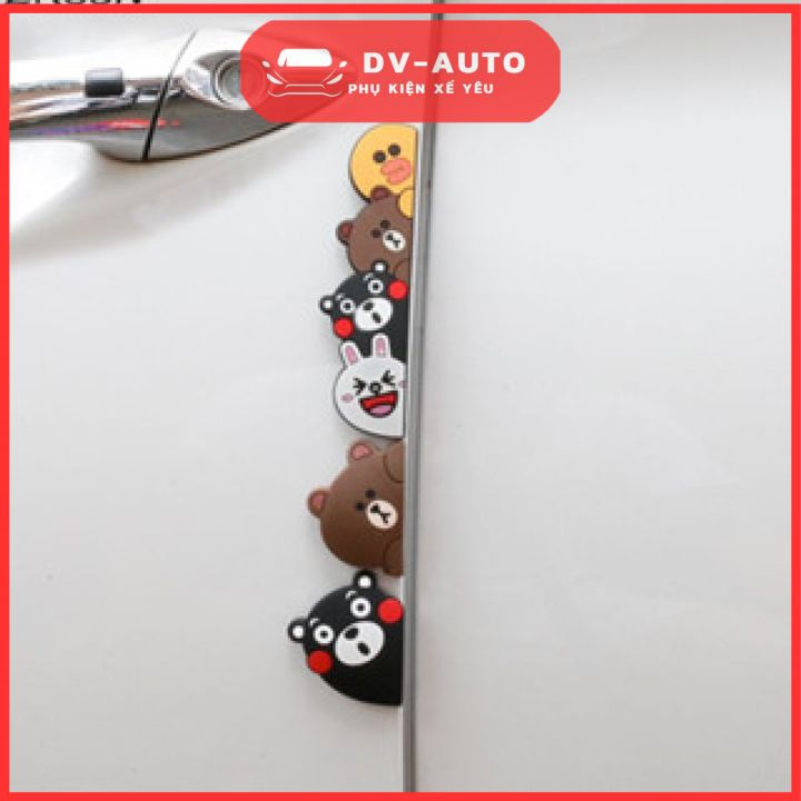 Set 4 Miếng Nẹp Cửa Hoạt Hình Dễ Thương Trang Trí Ô Tô. Miếng Dán Bảo Vệ- Chống Va Đập Cửa Xe Ô Tô By DV AUTO