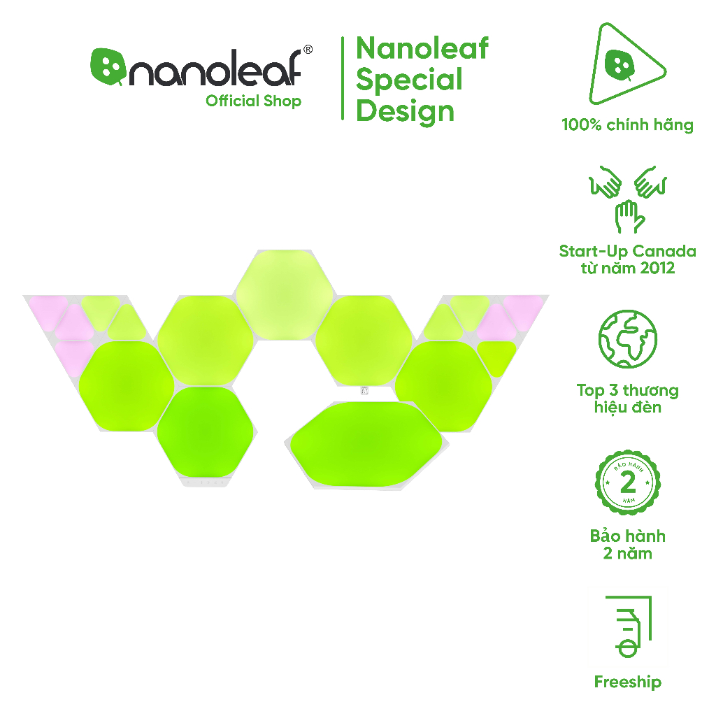 Đèn LED RGB lắp ghép thông minh Nanoleaf Shapes thiết kế hình Baby Yoda 17 ô đèn