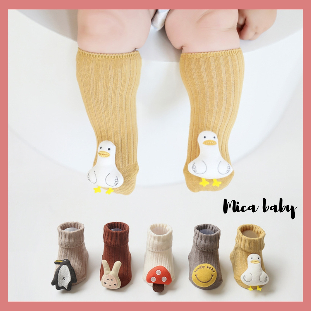 Tất cao cổ chống trơn trượt cho bé gắn hình thú đáng yêu cho bé T43 Mica baby