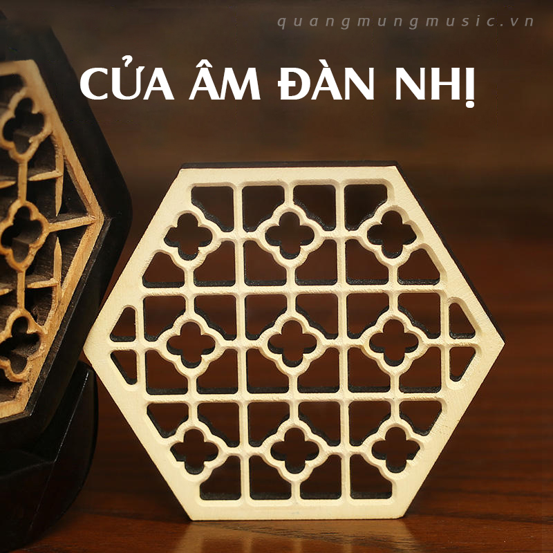 Cửa Sổ Âm Thanh Đàn Nhị Lục Giác Bằng Gỗ Nguyên Khối