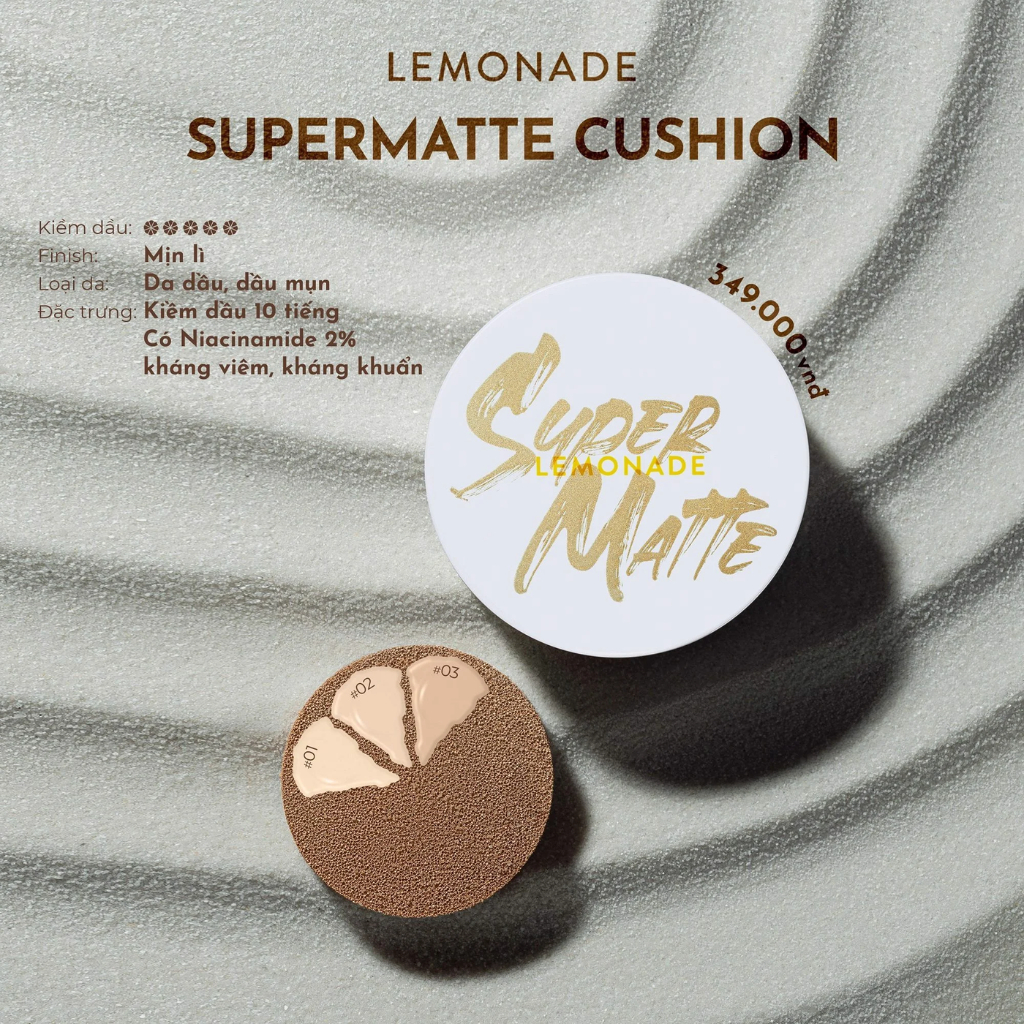 Phấn Nước Siêu Kiềm Dầu Lemonade Super Matte Cushion 02 Medium Light 15g