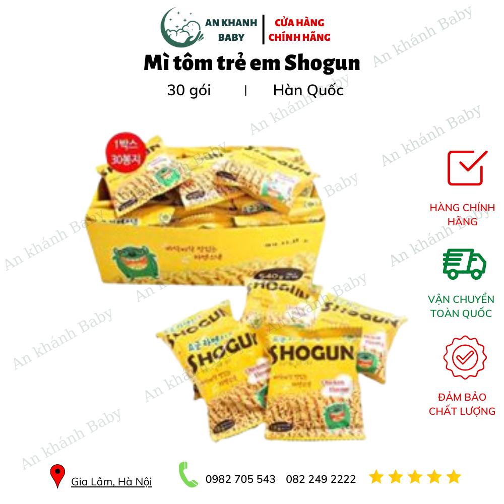 Mì Tôm Trẻ Em SHOGUN Hàn Quốc hộp 30 Gói date 8-9/2024