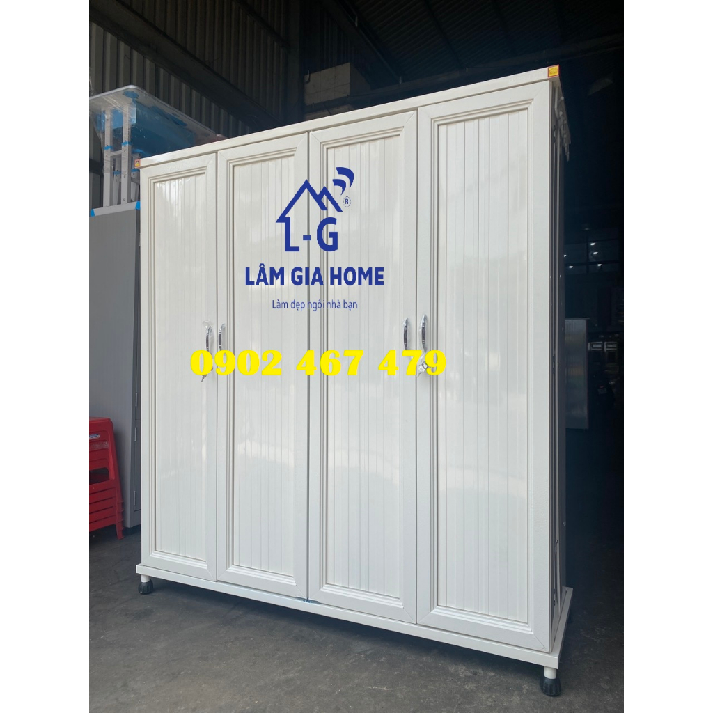 Tủ sắt 4 cánh Trung Hưng gương trong có 4 màu