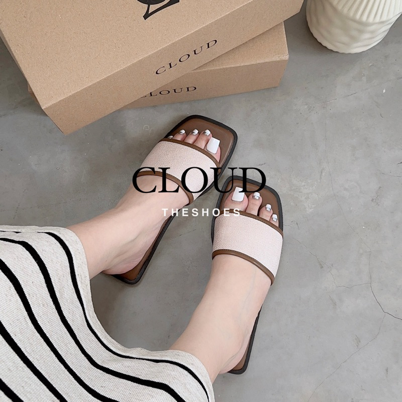 Dép bệt mũi vuông quai ngang / quai chéo viền