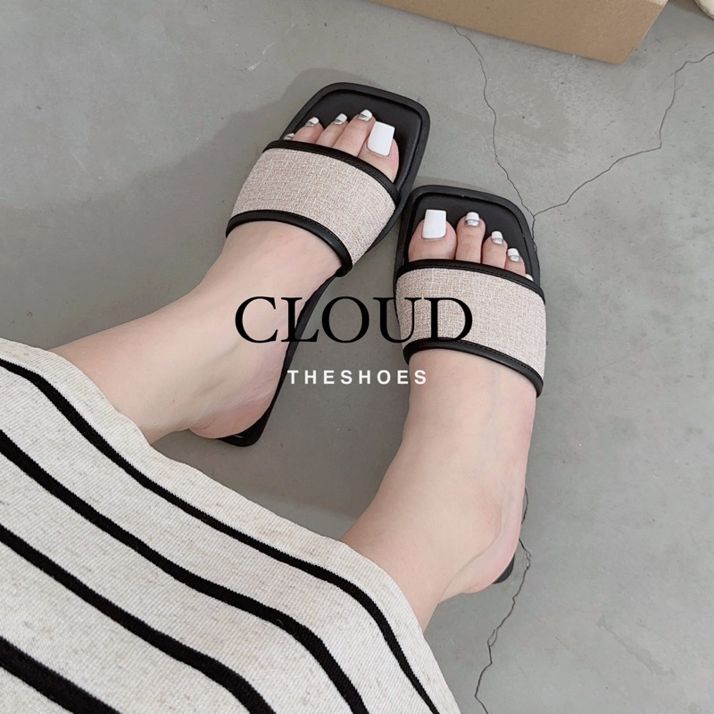 Dép bệt mũi vuông quai ngang / quai chéo viền