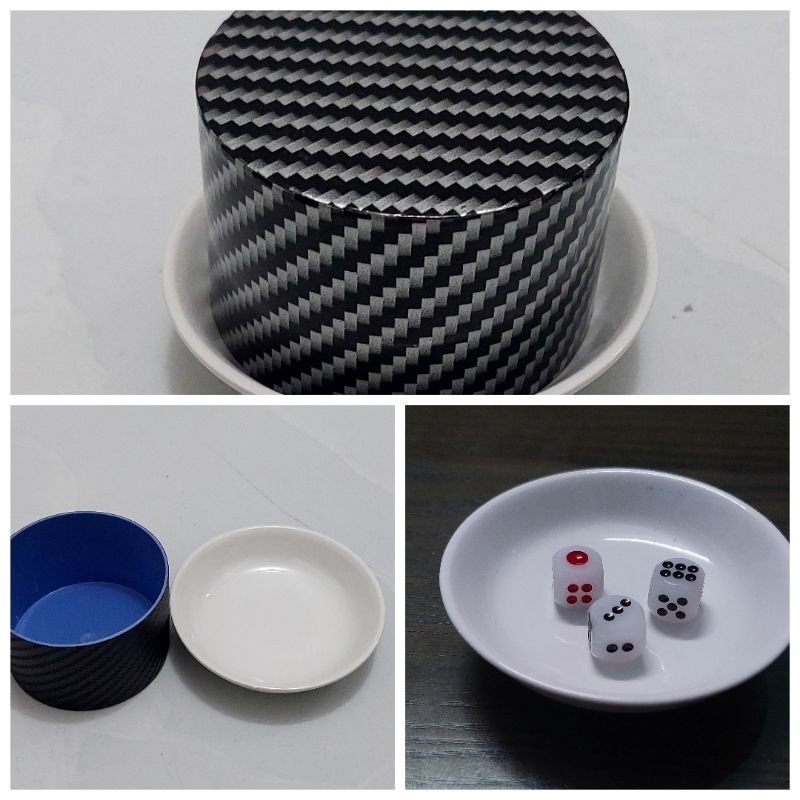 Combo 3 hột xí ngầu cao cấp nghệ hoa kèm theo  nắp chén