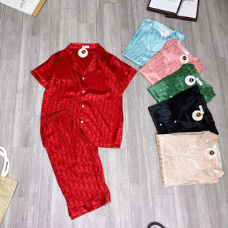 Bộ pyjama, bộ đồ mặc ở nhà (cộc-lửng) lụa gấm mềm mịn siêu mát