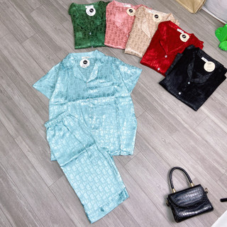 Bộ pyjama, bộ đồ mặc ở nhà (cộc-lửng) lụa gấm mềm mịn siêu mát