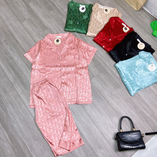 Bộ pyjama, bộ đồ mặc ở nhà (cộc-lửng) lụa gấm mềm mịn siêu mát