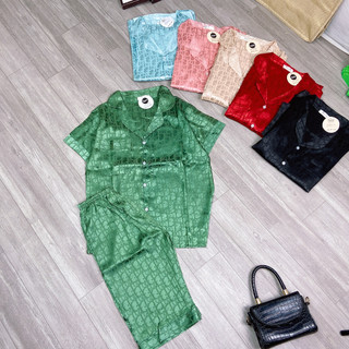 Bộ pyjama, bộ đồ mặc ở nhà (cộc-lửng) lụa gấm mềm mịn siêu mát