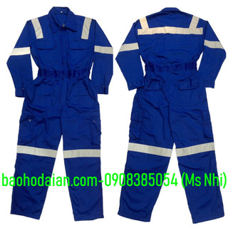 Áo liền quần vải kaki 65/35 phối phản quang thấm hút mồ hôi