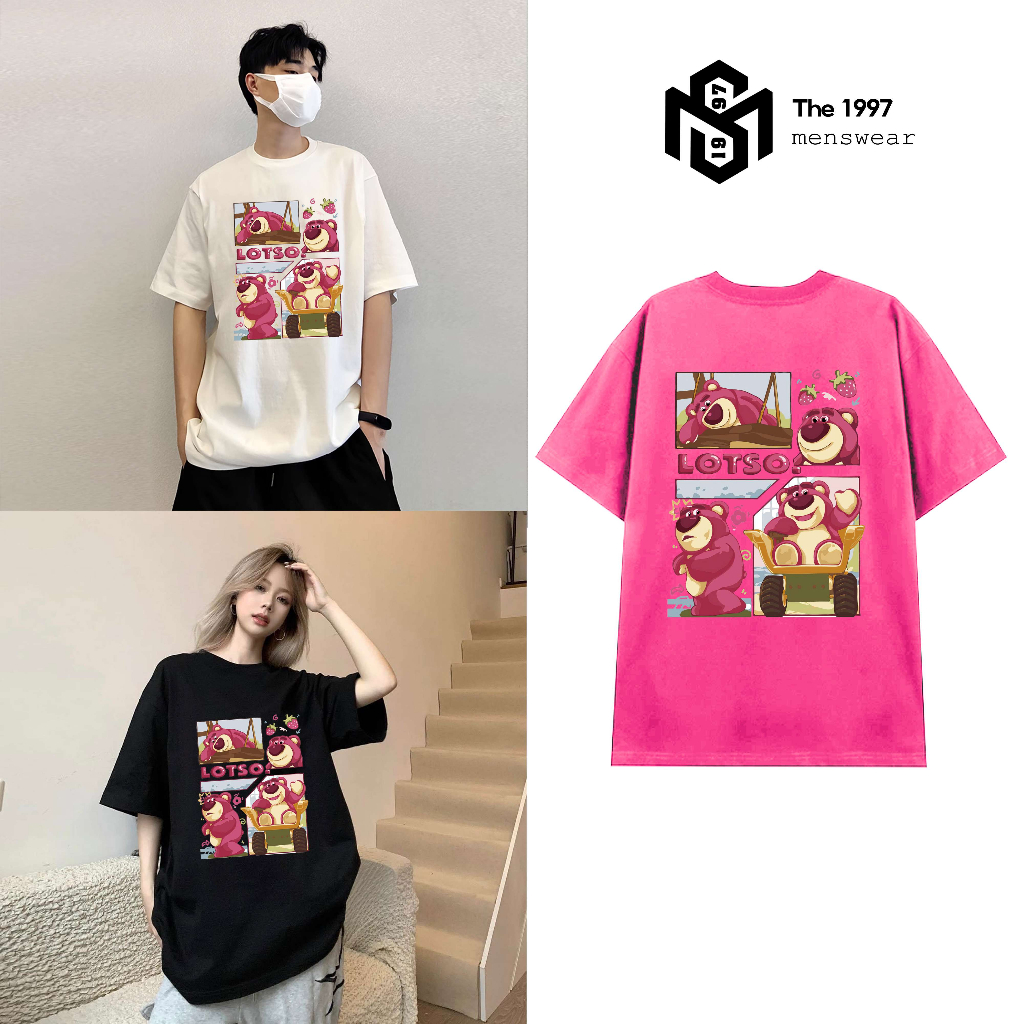 Áo thun nam nữ hình gấu hồng LOTSO chuột mickey local brand Unisex form rộng, chất vải thun cotton 100% THE1997