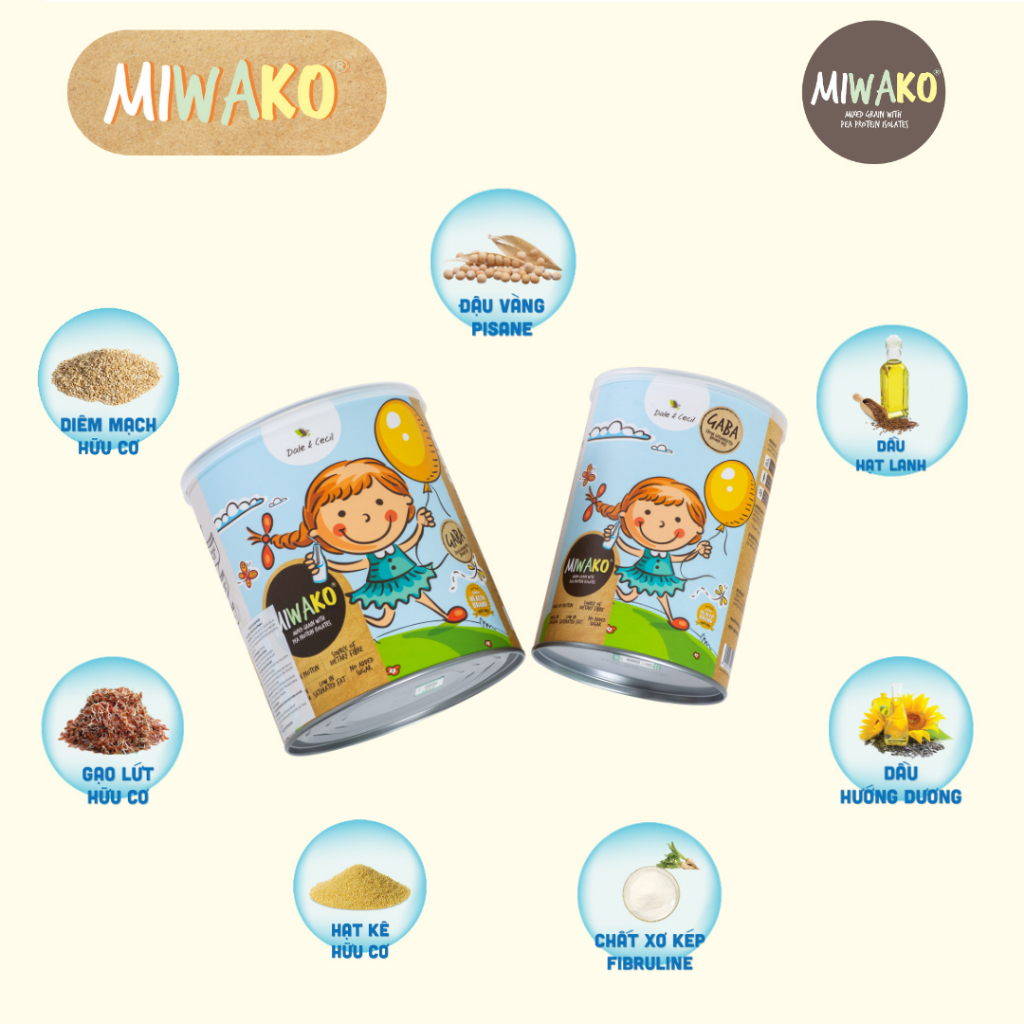 Sữa Công Thức Hạt Thực Vật Hữu Cơ Miwako Vị Gạo Hộp 400g x 4 Hộp - Miwako Official Store