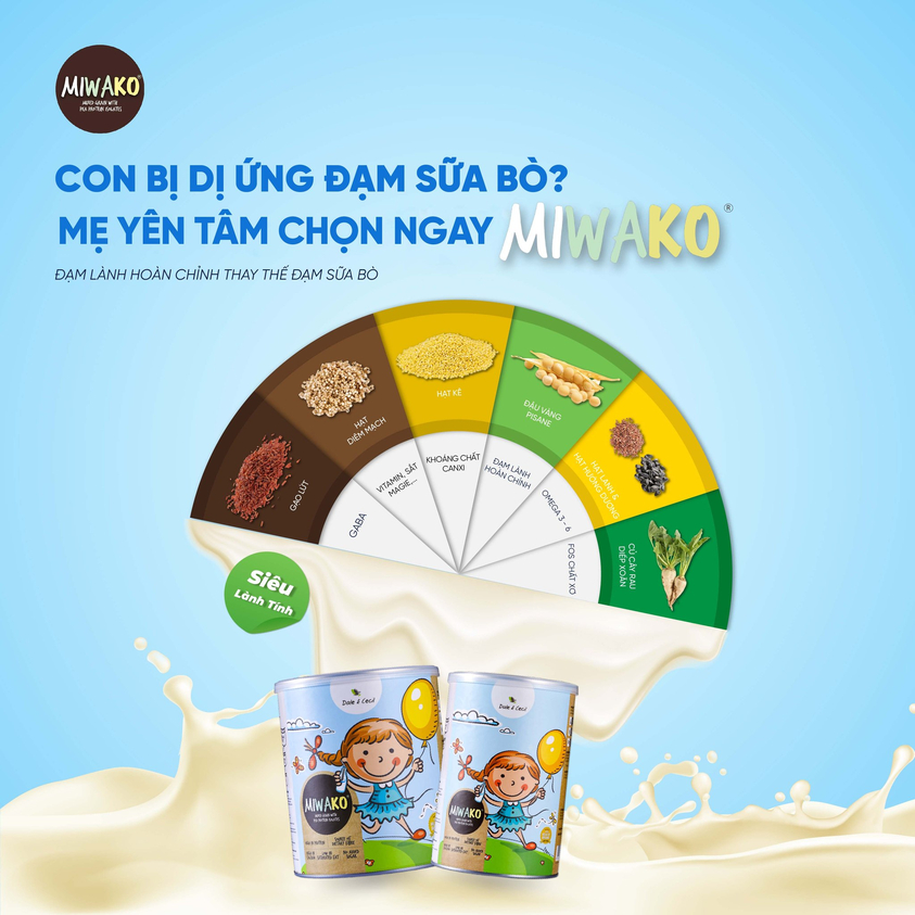 Sữa Công Thức Hạt Thực Vật Hữu Cơ Miwako Vị Gạo Hộp 400g x 4 Hộp - Miwako Official Store