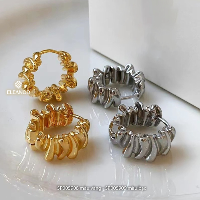 Bông tai nữ chuôi bạc 925 Eleanor Accessories hình tròn viền cong xoắn phụ kiện trang sức 5908