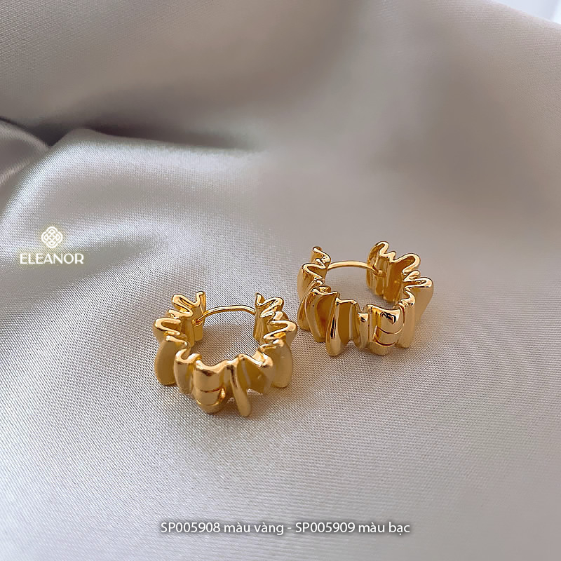 Bông tai nữ chuôi bạc 925 Eleanor Accessories hình tròn viền cong xoắn phụ kiện trang sức 5908