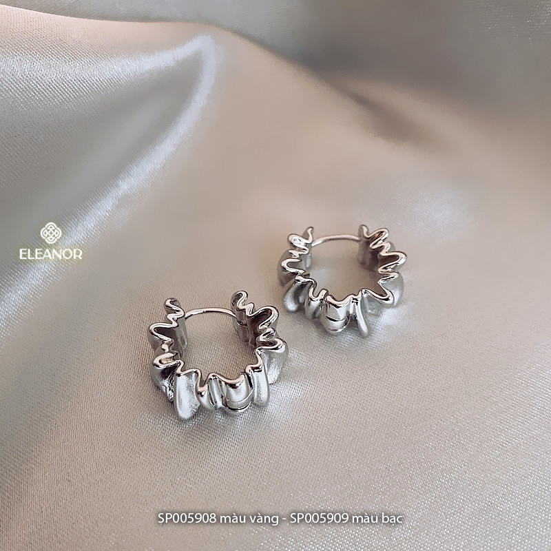 Bông tai nữ chuôi bạc 925 Eleanor Accessories hình tròn viền cong xoắn phụ kiện trang sức 5908