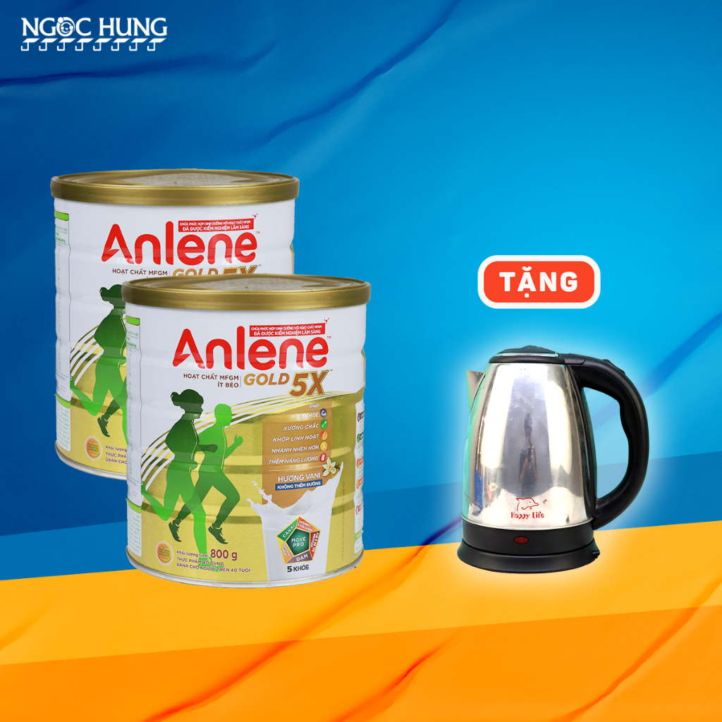 [ Tặng 1 quà ] 2 lon Anlene Vàng 5X 800g tặng 1 ấm đun siêu tốc