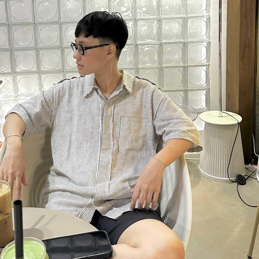 Áo sơmi sọc linen, tay ngắn _OUTLINE SHIRTS - Linen’s KN