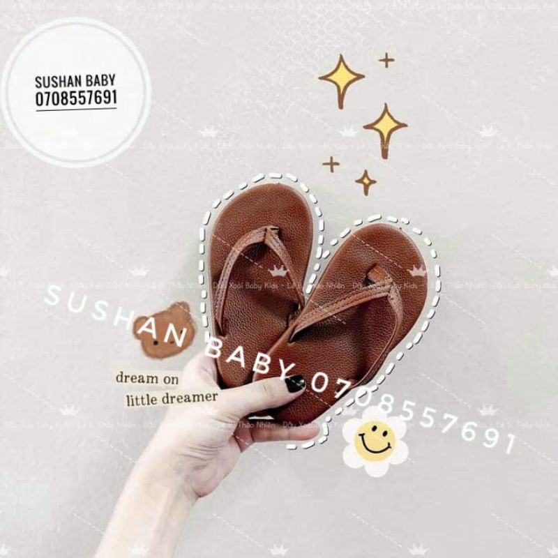 Dép kẹp lê nâu bé gái