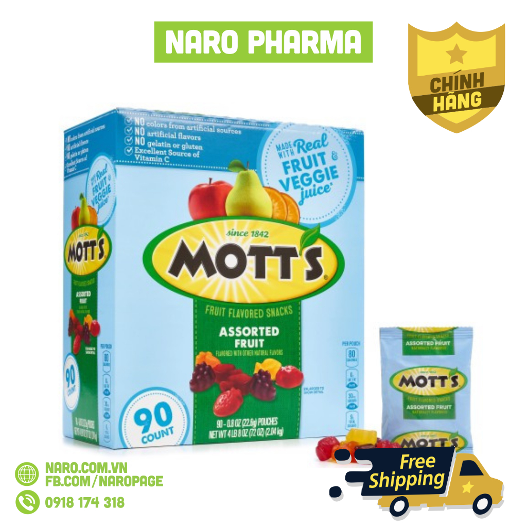 Kẹo dẻo trái cây Mott’s hộp 90 gói 2.04kg nhập khẩu mỹ