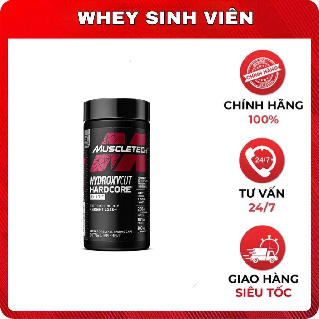 Hydroxycut | Muscletech Hydroxycut Hardcore Elite Viên Uống Hỗ Trợ Đốt Mỡ Giảm Cân 110v - Chính Hãng WHEYSINHVIEN.COM