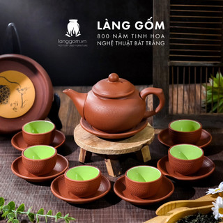 Bộ ấm chén tử sa họa tiết ganh 400ml, nhiều màu sắc, họa tiết đa dạng - Gốm sứ Bát Tràng - LÀNG GỐM