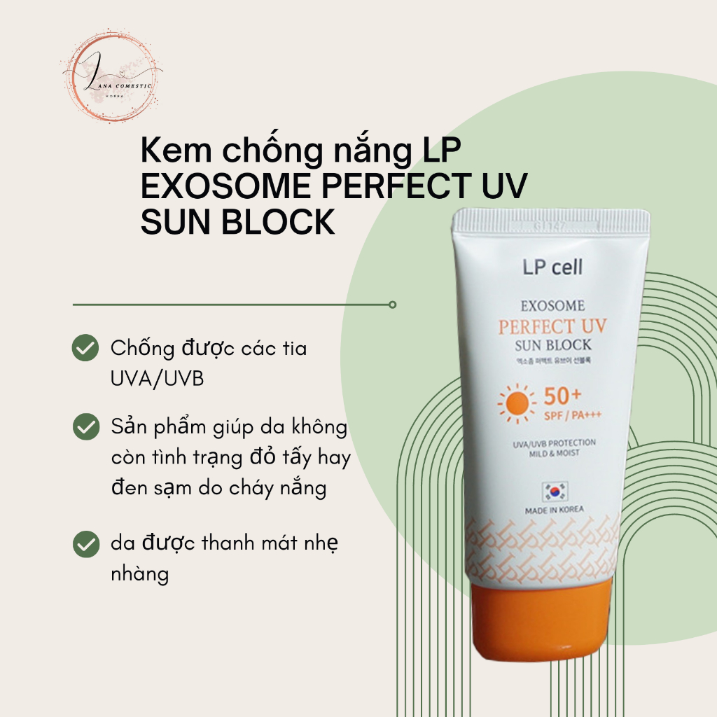 Kem chống nắng LP Exosome Perfect Uv Sun Block Thẩm Thấu Nhanh Không Gây Bết Dính, Phù Hợp Mọi Loại Da